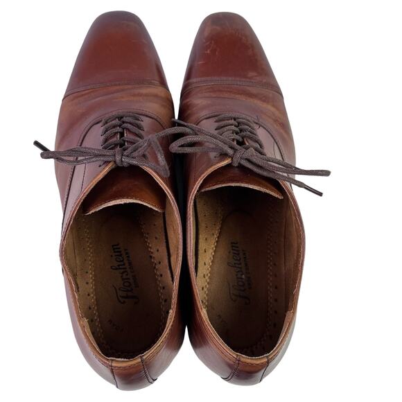 Florsheim Shoes Oxford Mens 10.5D Brown Lace Up Leather Upper Lace Up Cap Toe - Picture 9 of 9